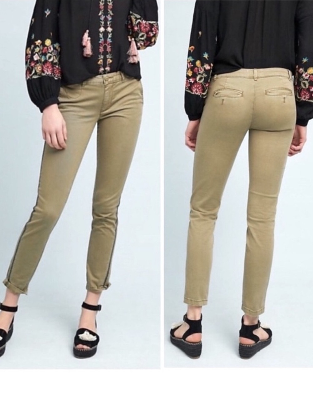 Anthropologie Chino Size 29 Relaxed Straight Leg Side Stripe Khaki Pants